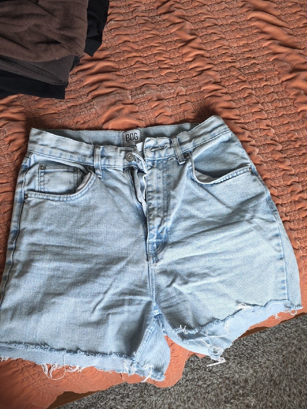 BDG Faded Light Blue High-Rise Cutoff Denim Shorts